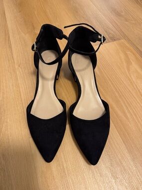 Aldo Black Pointed Suede Ankle-Strap Heels